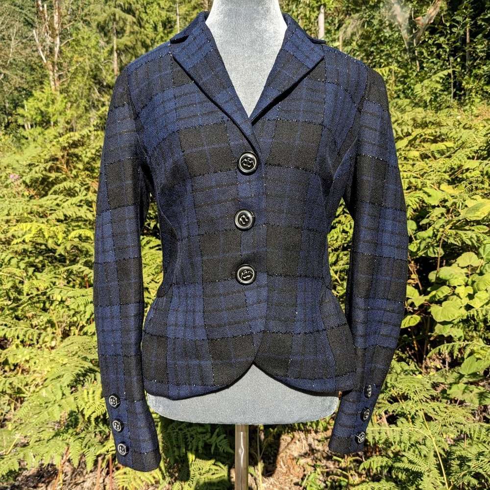 Diane von Furstenberg Bette Plaid Wool Blend Peplum Blazer 8 ASO Blair Waldorf